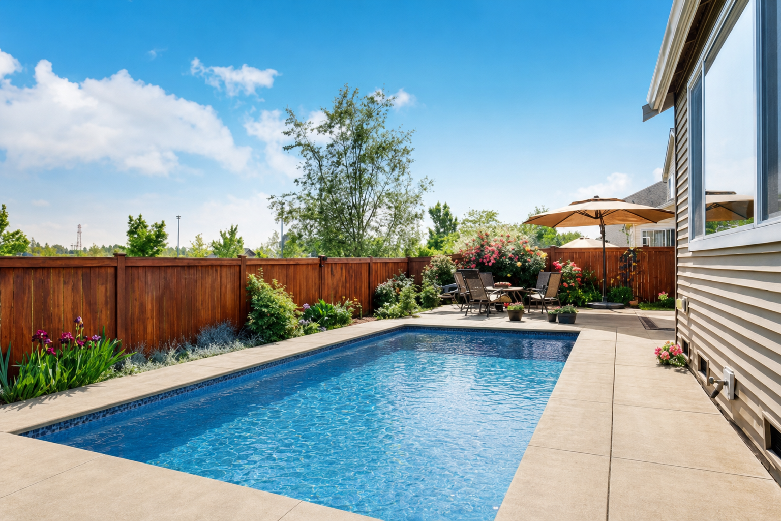 After — AI pool rendered on aerial view