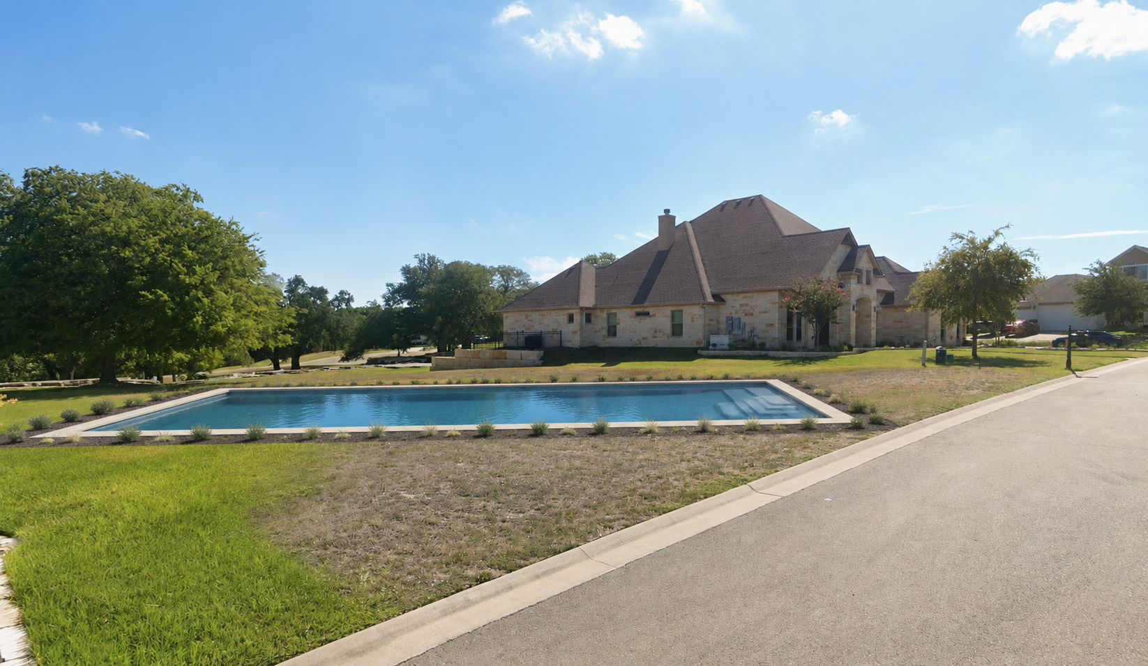 After — AI pool rendered on street view photo
