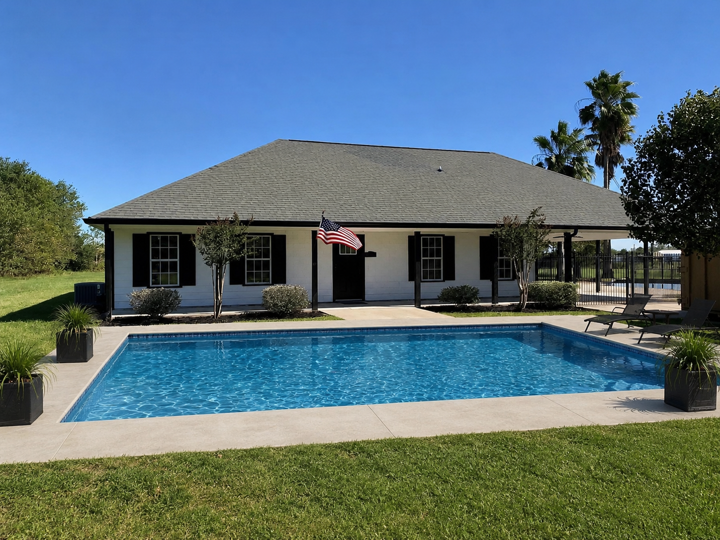 After — AI-rendered pool in backyard