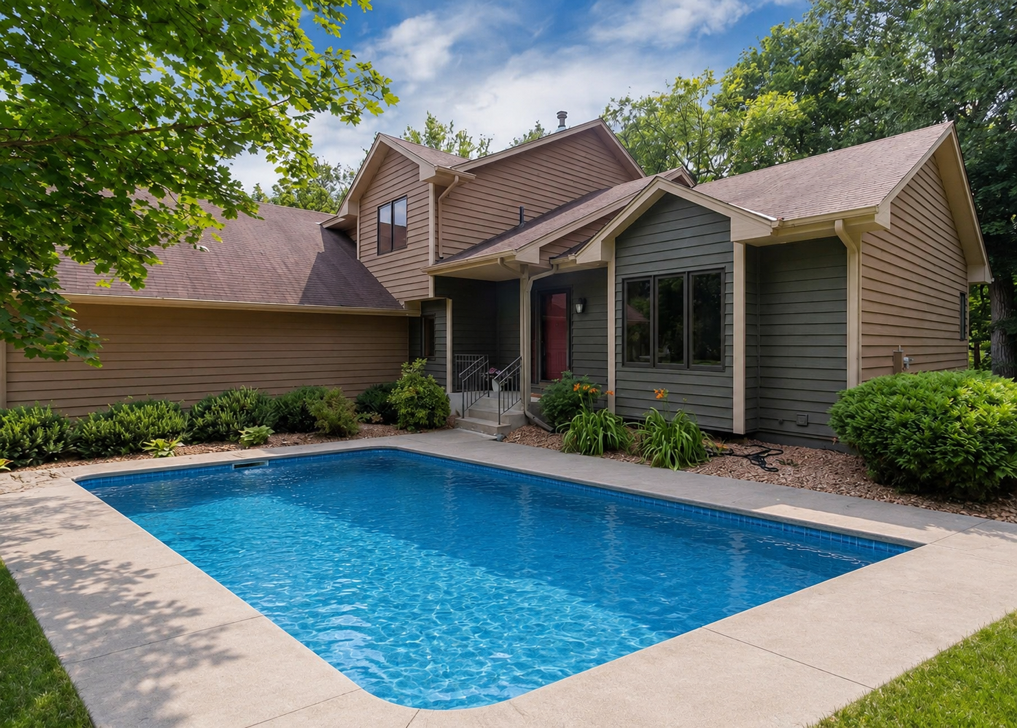 After — AI pool rendered on backyard photo